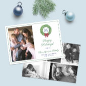 Elegante Boxwood Krans Kerstfoto Collage Feestdagenkaart