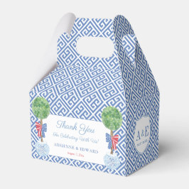 Elegante Boxwood Topiary Monogram Juli 4de Bruilof Bedankdoosjes