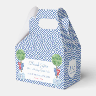 Elegante Boxwood Topiary Monogram Juli 4de Bruilof Bedankdoosjes