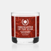 Elegante brandweerman van het jaar Rode Marmer Whisky Glas (Voorkant)