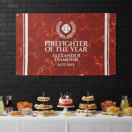 Elegante brandweerman van het jaar Rood marmer Spandoek