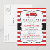 Elegante brandweerwagen Baby shower uitnodiging (Voorkant / Achterkant)
