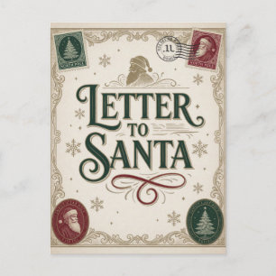 Elegante brief aan Sinterklaas Klassieke Kerstwens Briefkaart
