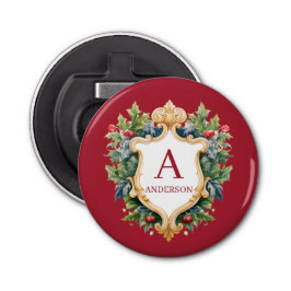 Elegante brief van het kerstmonogram button flesopener