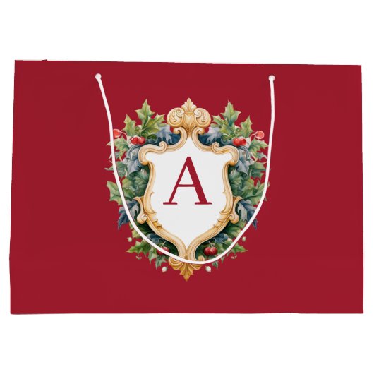 Elegante brief van het kerstmonogram groot cadeauzakje (Achterkant)