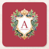 Elegante brief van het kerstmonogram kartonnen onderzetters (Voorkant)