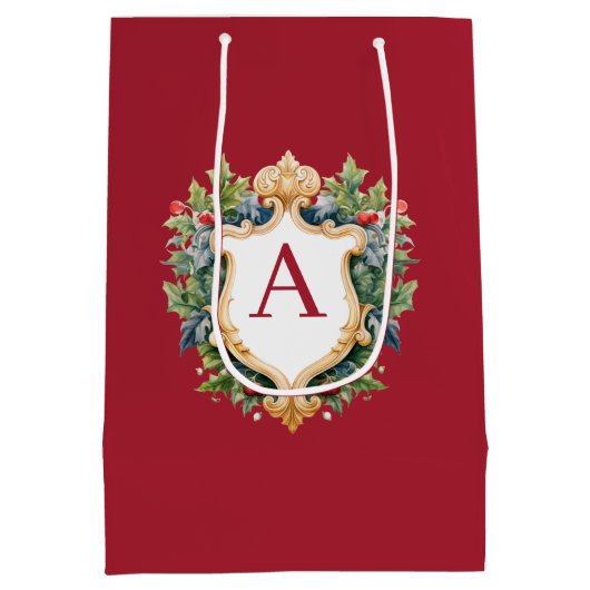 Elegante brief van het kerstmonogram medium cadeauzakje (Achterkant)