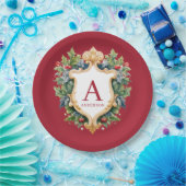 Elegante brief van het kerstmonogram papieren bordje (Feest)