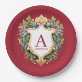 Elegante brief van het kerstmonogram papieren bordje (Voorkant)