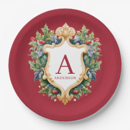 Elegante brief van het kerstmonogram papieren bordje