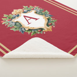 Elegante brief van het kerstmonogram sherpa deken