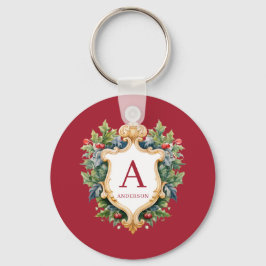 Elegante brief van het kerstmonogram sleutelhanger