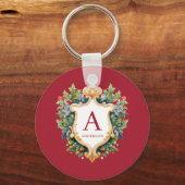 Elegante brief van het kerstmonogram sleutelhanger (Voorkant)
