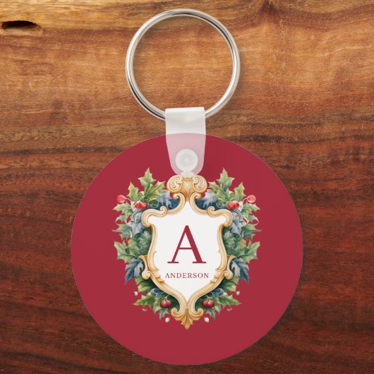 Elegante brief van het kerstmonogram sleutelhanger (Voorkant)