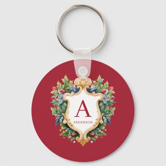 Elegante brief van het kerstmonogram sleutelhanger (Achterkant)