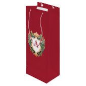 Elegante brief van het kerstmonogram wijn cadeautas (Achterkant Gekanteld)
