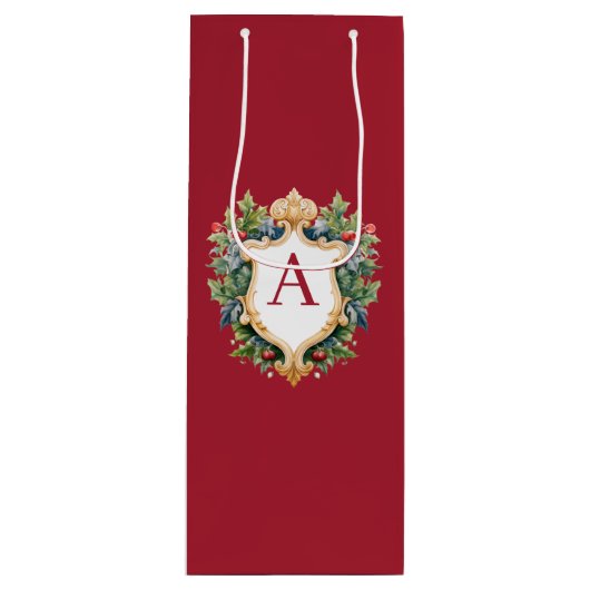 Elegante brief van het kerstmonogram wijn cadeautas (Voorkant)