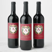 Elegante brief van het kerstmonogram wijn etiket (Flessen)