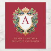 Elegante brief van het kerstmonogram wijn etiket (Enkel label)