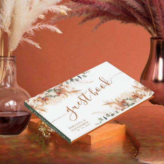 Elegante Bright Boho Terracotta Script Wedding Gastenboek