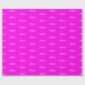 Elegante Bright Magenta aangepaste scriptnaam chic Cadeaupapier (Vlak)