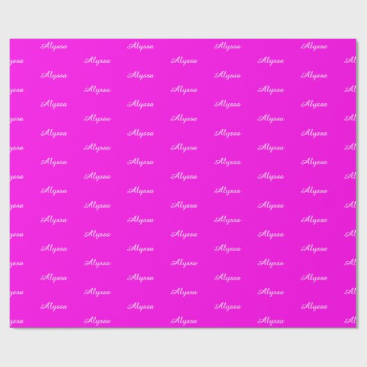 Elegante Bright Magenta aangepaste scriptnaam chic Cadeaupapier (Vlak)