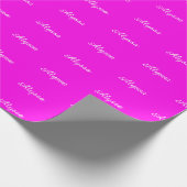 Elegante Bright Magenta aangepaste scriptnaam chic Cadeaupapier (Hoek)