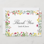 Elegante Bright Wildflower bruiloft Dank u kaart (Voorkant)