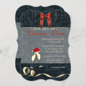 Elegante bril, Santa Hat, Bow, kerstfeest Kaart (Voorkant / Achterkant)