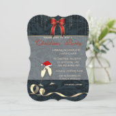 Elegante bril, Santa Hat, Bow, kerstfeest Kaart (Staand voorkant)