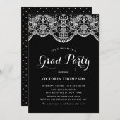 Elegante Brocade Lace Black Graduation Party Kaart (Voorkant / Achterkant)