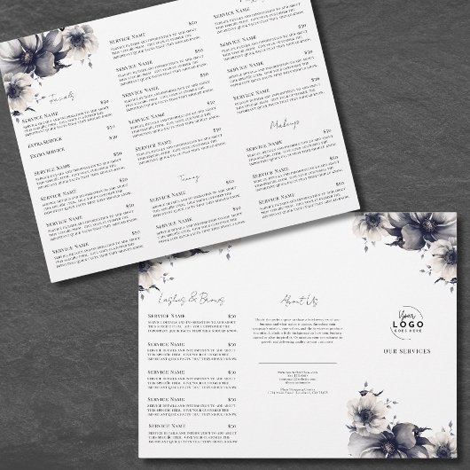 Elegante brochure voor zwart-wit spa-dienstmenu
