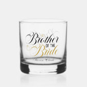 Elegante Broer van de Bruid voeg naam Bruiloft toe Whisky Glas (Voorkant)