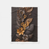 Elegante Bronzen Bloem Houten Fleece Deken (Voorkant)