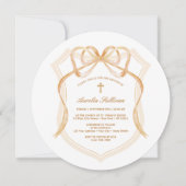 Elegante Bronzen Bow Crest doop Kaart (Voorkant)