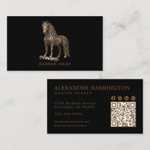 Elegante Bronzen Mustang Paard Kapper Winkel Qr Co Visitekaartje