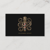 Elegante Bronzen Octopus Kapperszaak Qr Code Visitekaartje (Voorkant)