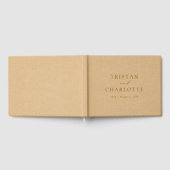 Elegante Bronzen Typografie Crème Bruin Faux Linne Gastenboek (Volledig)