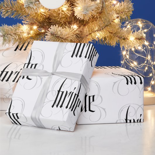 Elegante bruid belettering bruiloft hart Fancy Lac Cadeaupapier (Feestdagen)