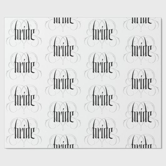 Elegante bruid belettering bruiloft hart Fancy Lac Cadeaupapier (Vlak)