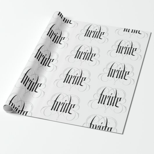 Elegante bruid belettering bruiloft hart Fancy Lac Cadeaupapier (Uitgerold)