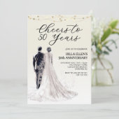 Elegante bruid bruidegom 50ste bruiloft Jubileum Kaart (Staand voorkant)