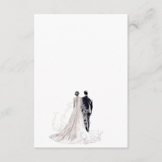 Elegante bruid & bruidegom informatiekaartje (Voorkant)