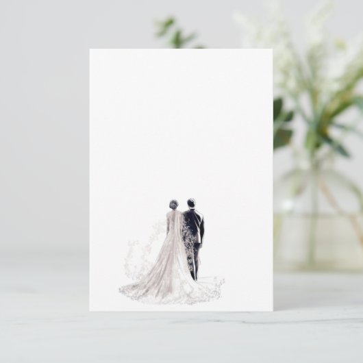 Elegante bruid & bruidegom informatiekaartje (Staand voorkant)