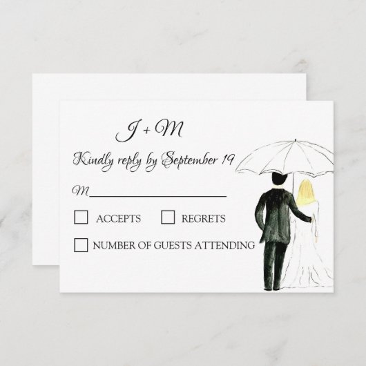 Elegante bruid bruidegom moderne RSVP (Voorkant / Achterkant)