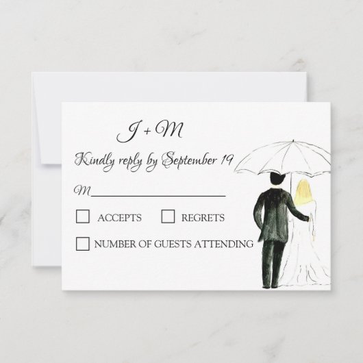 Elegante bruid bruidegom moderne RSVP Kaartje (Voorkant)