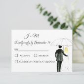 Elegante bruid bruidegom moderne RSVP Kaartje (Staand voorkant)