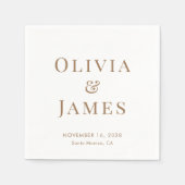 Elegante bruid bruidegom monogram wit goud bruilof servet (Voorkant)