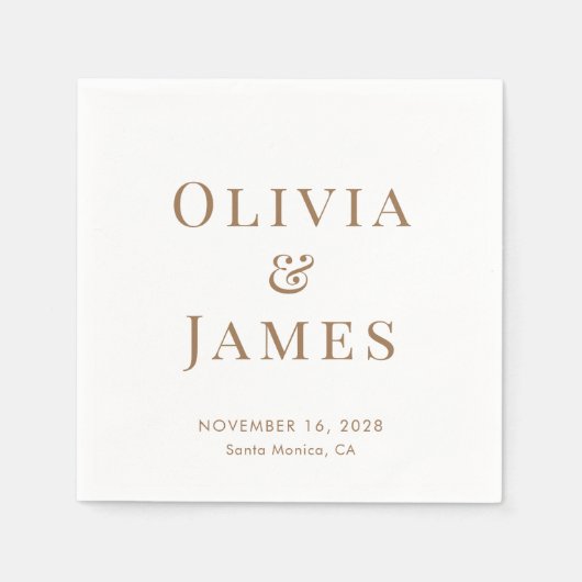 Elegante bruid bruidegom monogram wit goud bruilof servet (Voorkant)