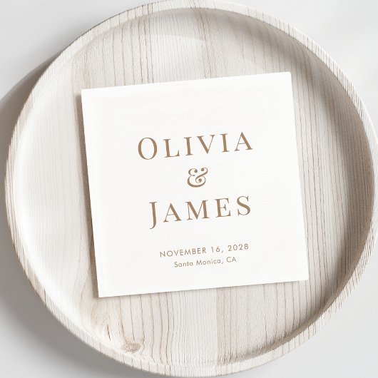 Elegante bruid bruidegom monogram wit goud bruilof servet